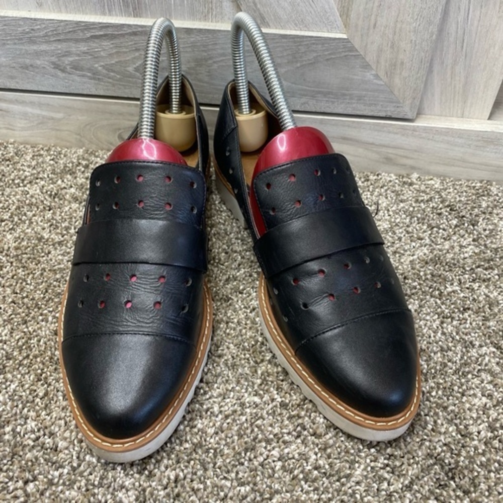 14th and Union Odessa Black Perforated Leather Loafers 6
